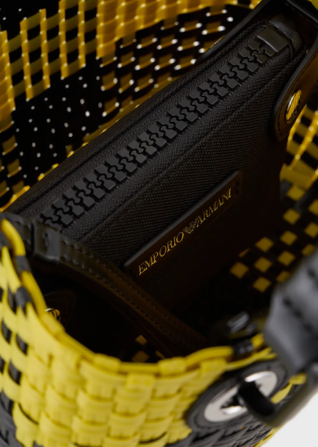 femei R802G720 geantă shopper mică myea împletită cu motiv cu carouri Armani multicolor