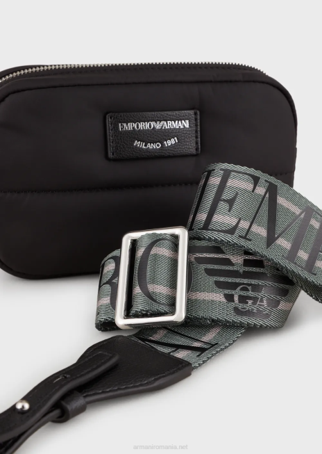 femei R802G588 carcasă matlasată, din nailon reciclat, cu curea de umăr Armani negru