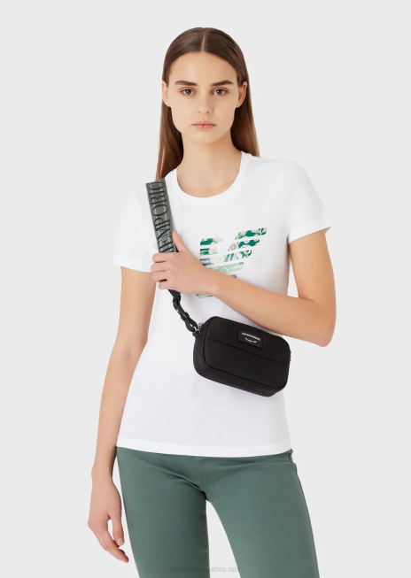 femei R802G588 carcasă matlasată, din nailon reciclat, cu curea de umăr Armani negru