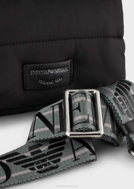 femei R802G589 mini geantă matlasată din nailon reciclat Armani negru