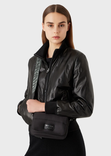 femei R802G589 mini geantă matlasată din nailon reciclat Armani negru