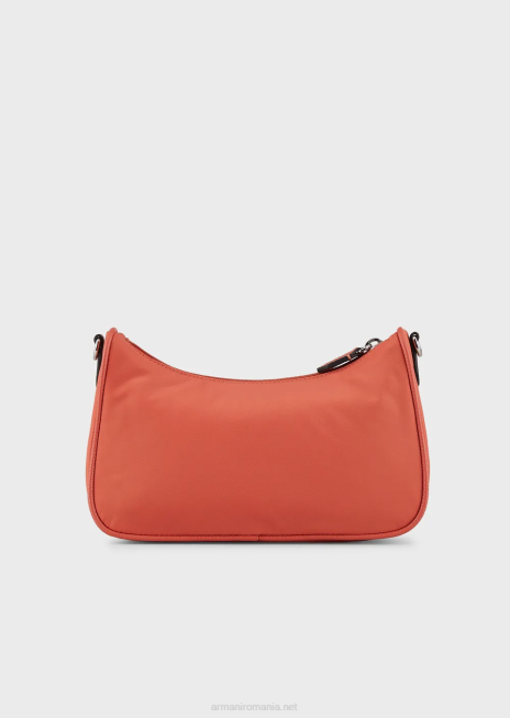 femei R802G590 geantă baghetă din nailon reciclat pentru călătorii Armani portocale