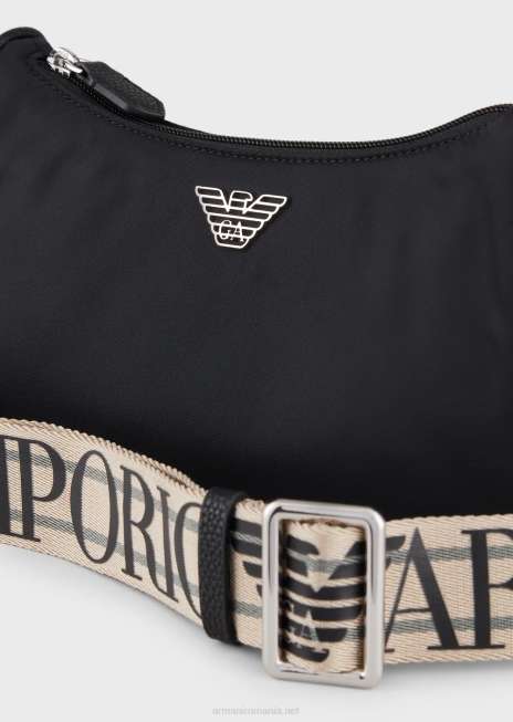 femei R802G591 geantă baghetă din nailon reciclat pentru călătorii Armani negru