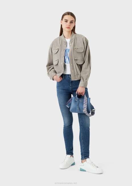 femei R802G604 mini geanta myea cu imprimeu de cerb Armani albastru