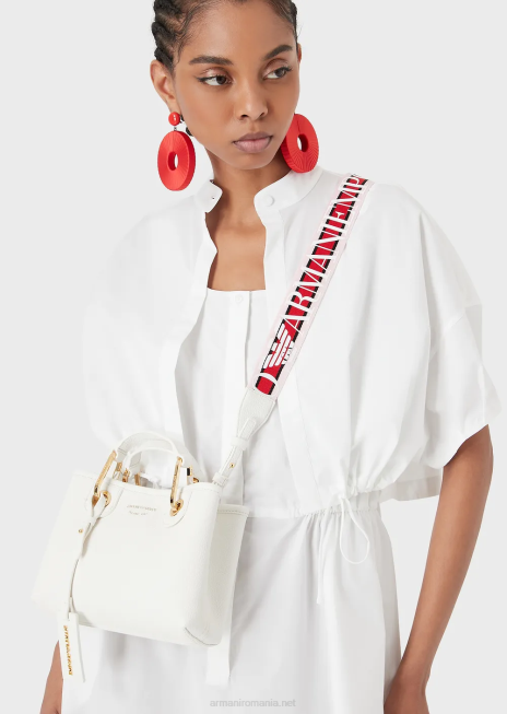 femei R802G607 mini geanta myea cu imprimeu de cerb Armani alb