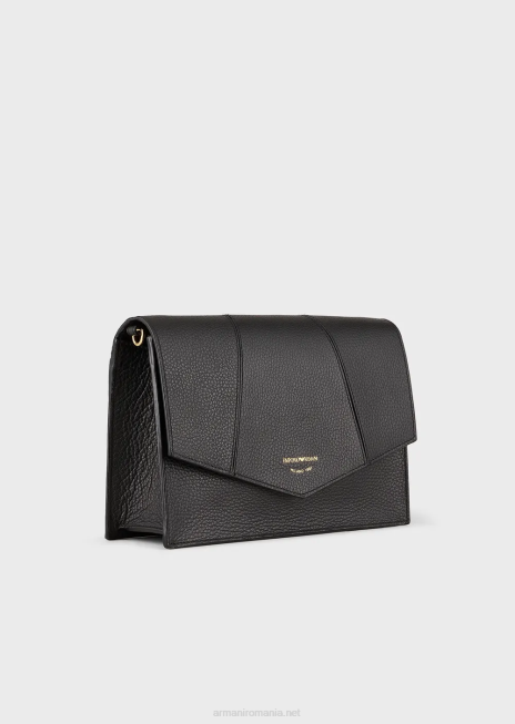 femei R802G610 Geantă de umăr din piele de căprioară imprimată cu suport pentru carduri Armani negru