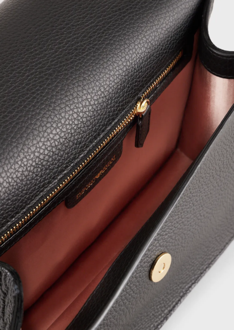 femei R802G610 Geantă de umăr din piele de căprioară imprimată cu suport pentru carduri Armani negru