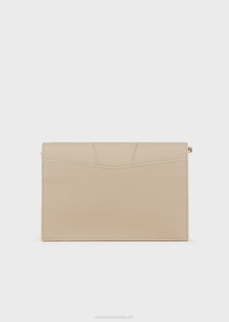 femei R802G611 Geantă de umăr din piele de căprioară imprimată cu suport pentru carduri Armani bej