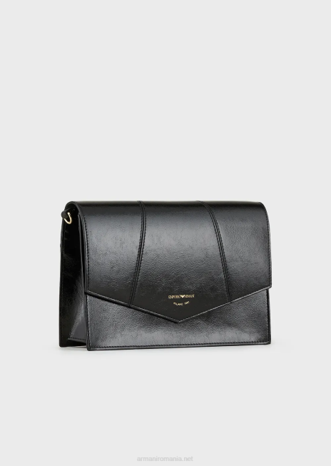 femei R802G612 geantă de umăr cu efect naplak cu suport card Armani negru