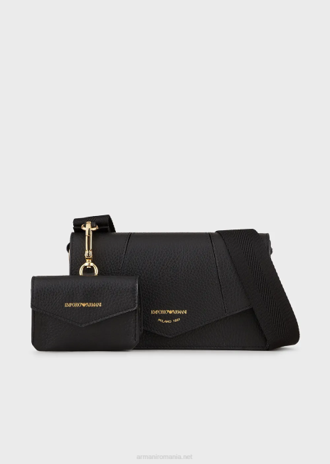 femei R802G613 Geantă de umăr din piele de căprioară imprimată cu suport pentru carduri Armani