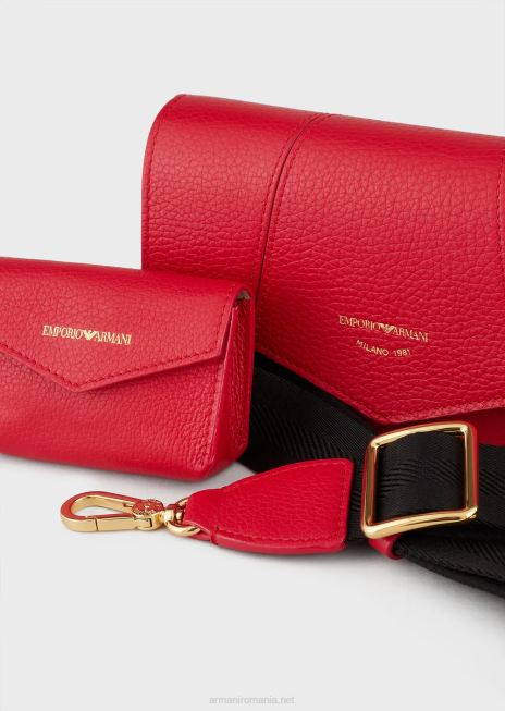 femei R802G614 Geantă de umăr din piele de căprioară imprimată cu suport pentru carduri Armani