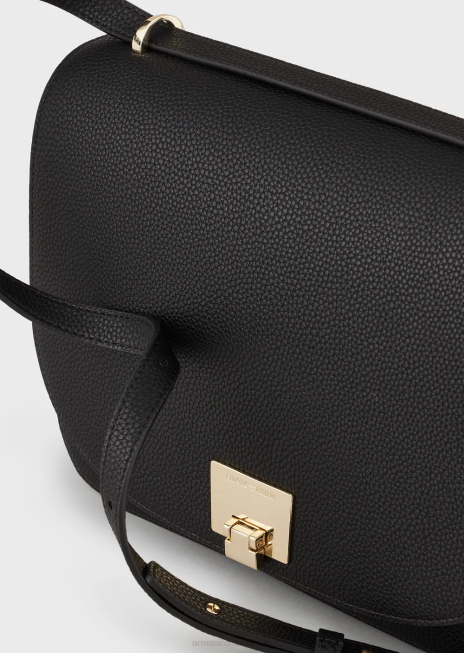 femei R802G615 geantă de umăr cu clapă cu imprimeu căprior Armani negru