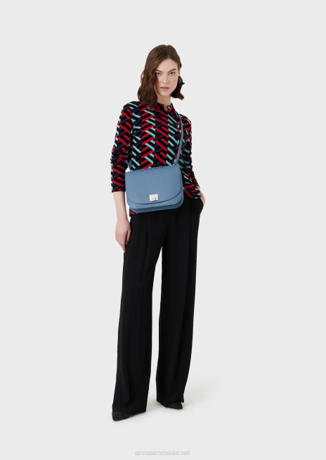 femei R802G616 geantă de umăr cu clapă cu imprimeu căprior Armani albastru