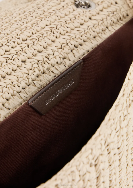 femei R802G618 geantă de umăr din paie matelasse Armani bej