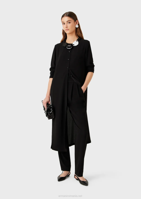 femei R802G619 Geantă clutch din satin cu paiete și curea de umăr Armani negru