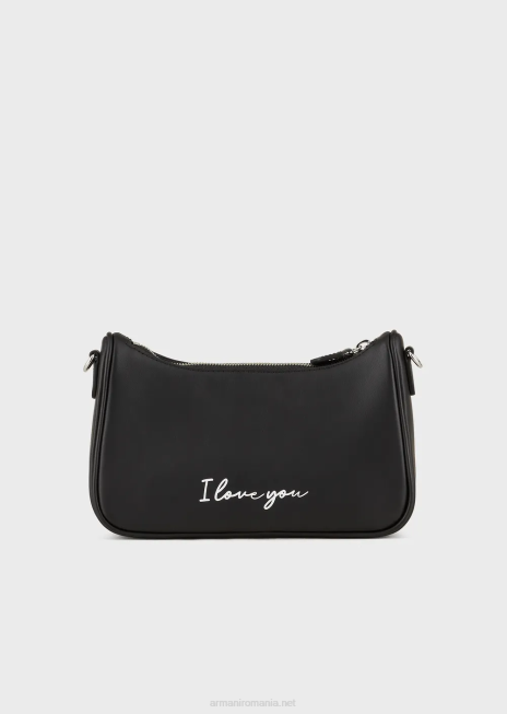 femei R802G621 geantă de umăr cu logo Valentine\'s Day Armani negru