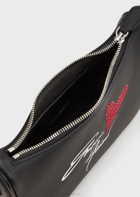 femei R802G621 geantă de umăr cu logo Valentine\'s Day Armani negru