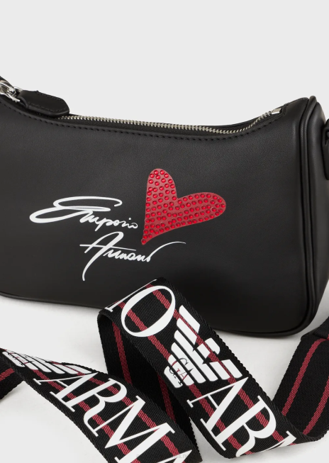 femei R802G621 geantă de umăr cu logo Valentine\'s Day Armani negru