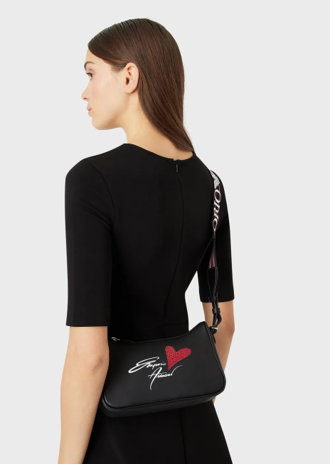 femei R802G621 geantă de umăr cu logo Valentine\'s Day Armani negru