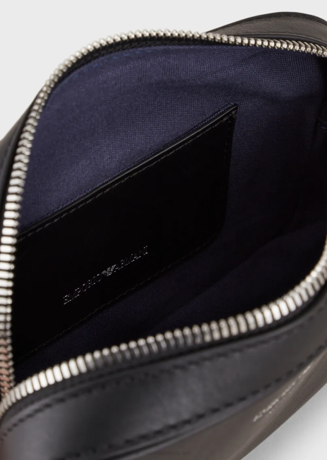 femei R802G628 husă aparat foto din piele ecologică cu curea de umăr Armani negru