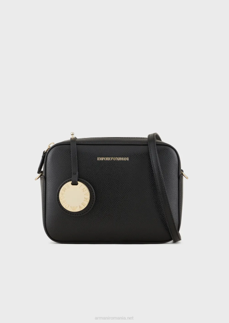 femei R802G629 husă pentru cameră cu finisaj din piele palmellato cu curea de umăr Armani logo negru