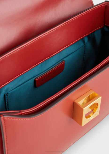 femei R802G631 geanta de umar din piele Armani roșu