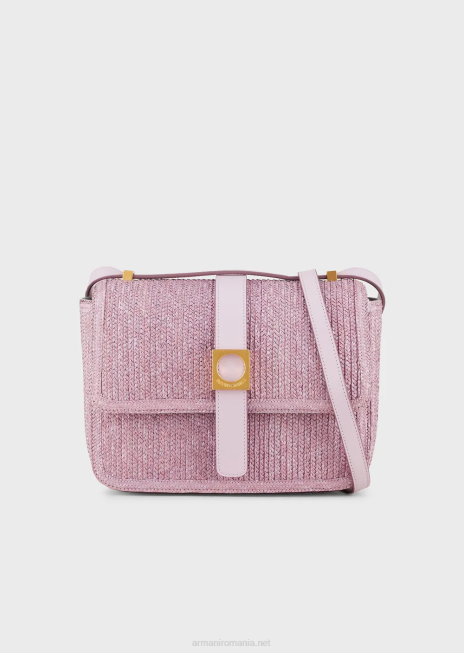 femei R802G632 geanta de umar din rafie Armani lilla