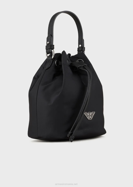 femei R802G742 geantă găleată din nailon reciclat, travel essentials Armani negru