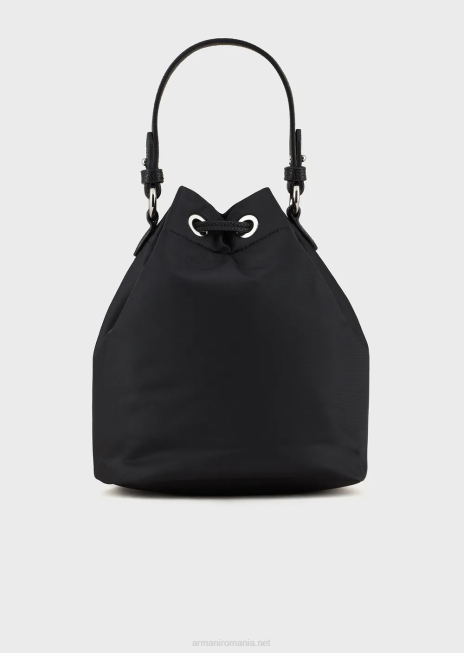 femei R802G742 geantă găleată din nailon reciclat, travel essentials Armani negru