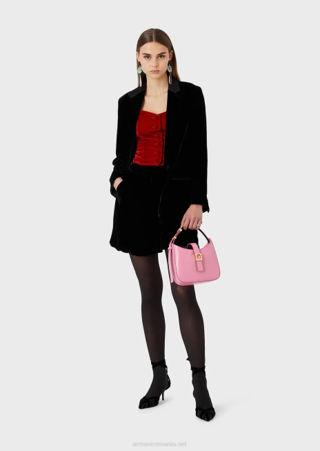 femei R802G635 geantă hobo din piele periată cu curea Armani roz