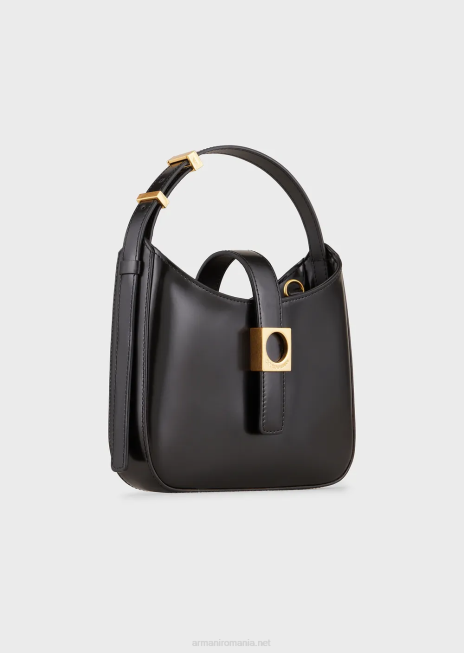 femei R802G636 geantă hobo din piele periată cu curea Armani negru