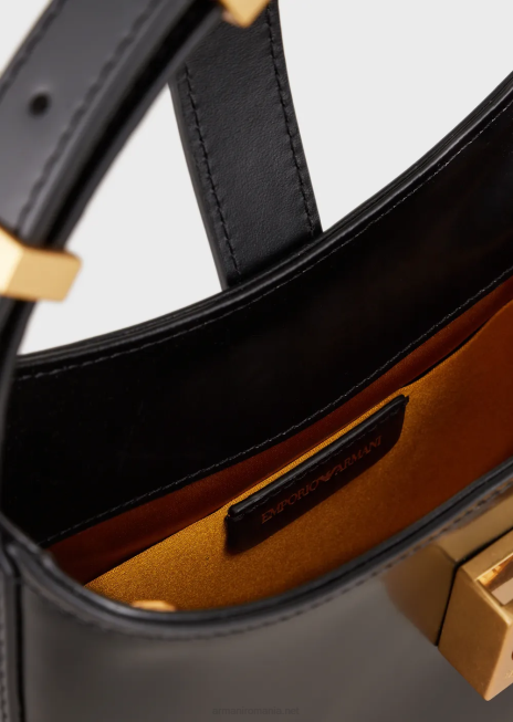 femei R802G636 geantă hobo din piele periată cu curea Armani negru