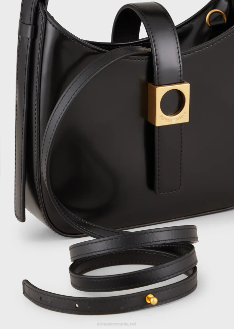 femei R802G636 geantă hobo din piele periată cu curea Armani negru