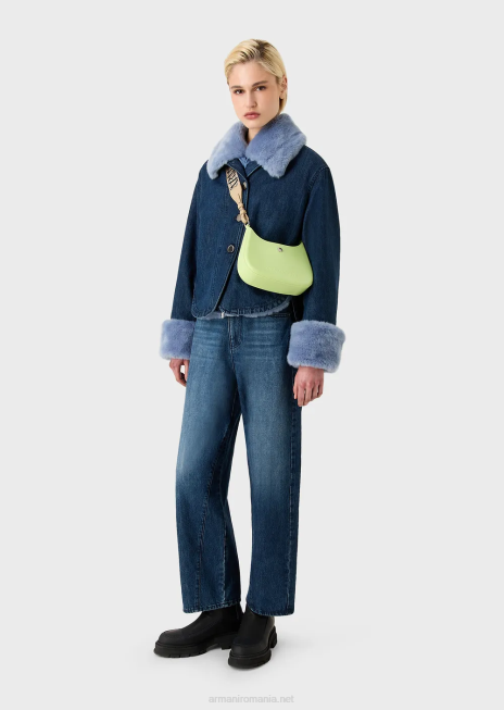 femei R802G644 geanta de umar din pvc reciclat Armani verde deschis