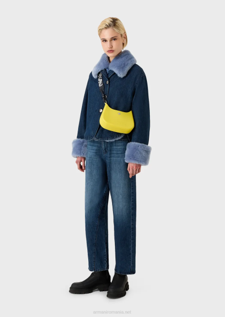 femei R802G645 geanta de umar din pvc reciclat Armani galben