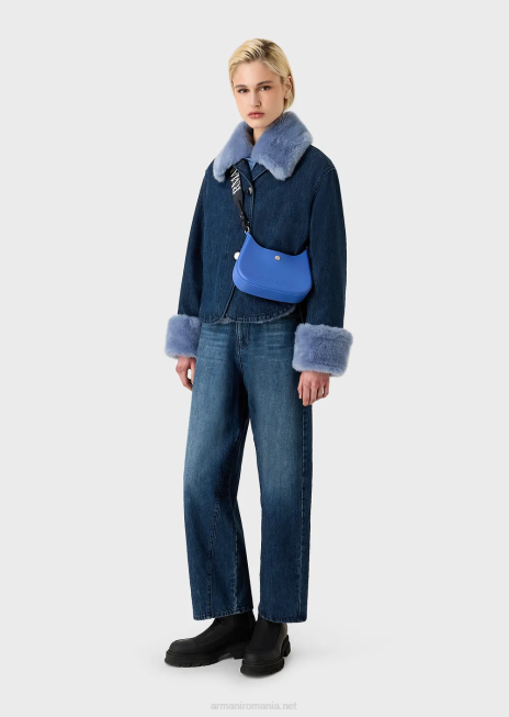 femei R802G646 geanta de umar din pvc reciclat Armani albastru electric