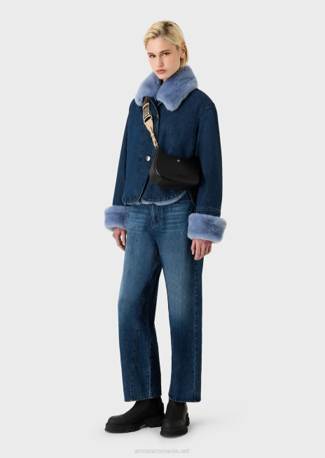 femei R802G650 geanta de umar din pvc reciclat Armani negru