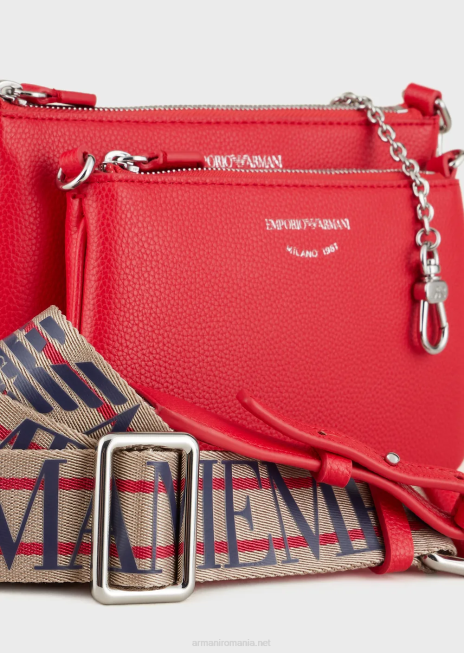 femei R802G653 mini geantă dublă cu imprimeu de căprioare cu curea de umăr Armani roșu